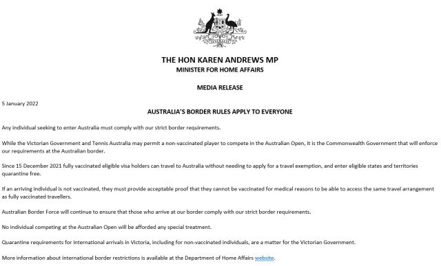 爱游戏APP-德约医疗豁免再遭审查？澳总理：若不符要求将遣返